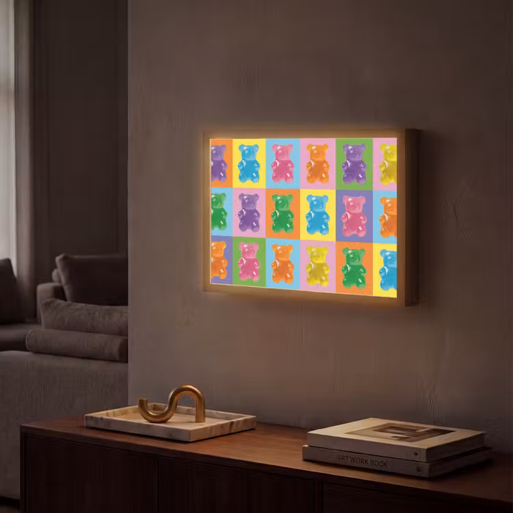 Art- Snoep - Kleurrijk Light Box met batterij (Wandlamp) middel -sfeer1