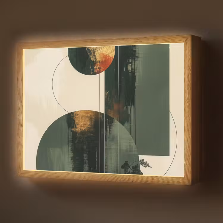 Kunst - Cirkels - Modern - Abstract Light Box met batterij (Wandlamp) middel -z3d_website