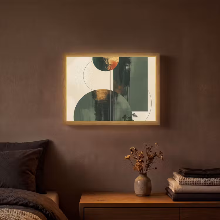 Kunst - Cirkels - Modern - Abstract Light Box met batterij (Wandlamp) middel -sfeer4