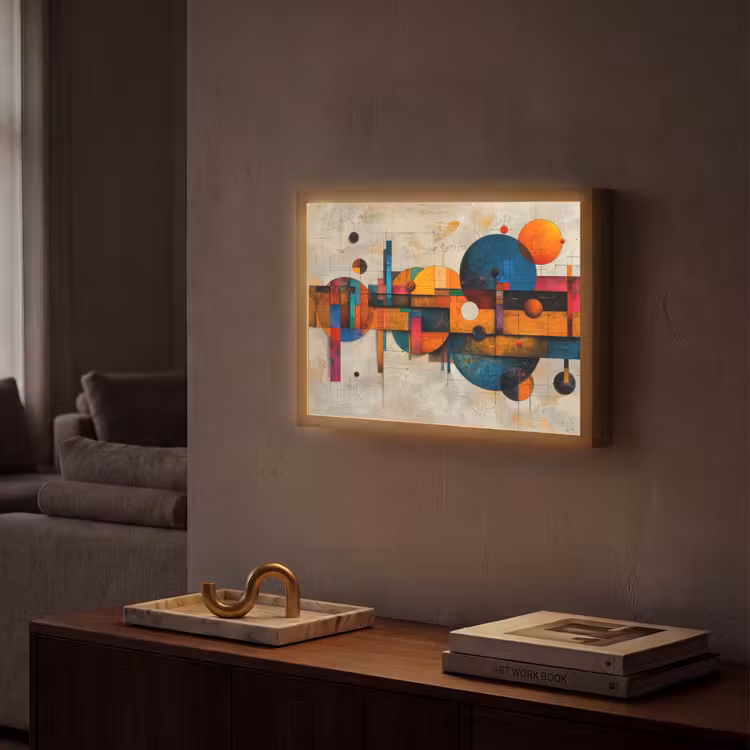 Kunst - Kleurrijk - Modern - Vormen Light Box met batterij (Wandlamp) middel -sfeer1