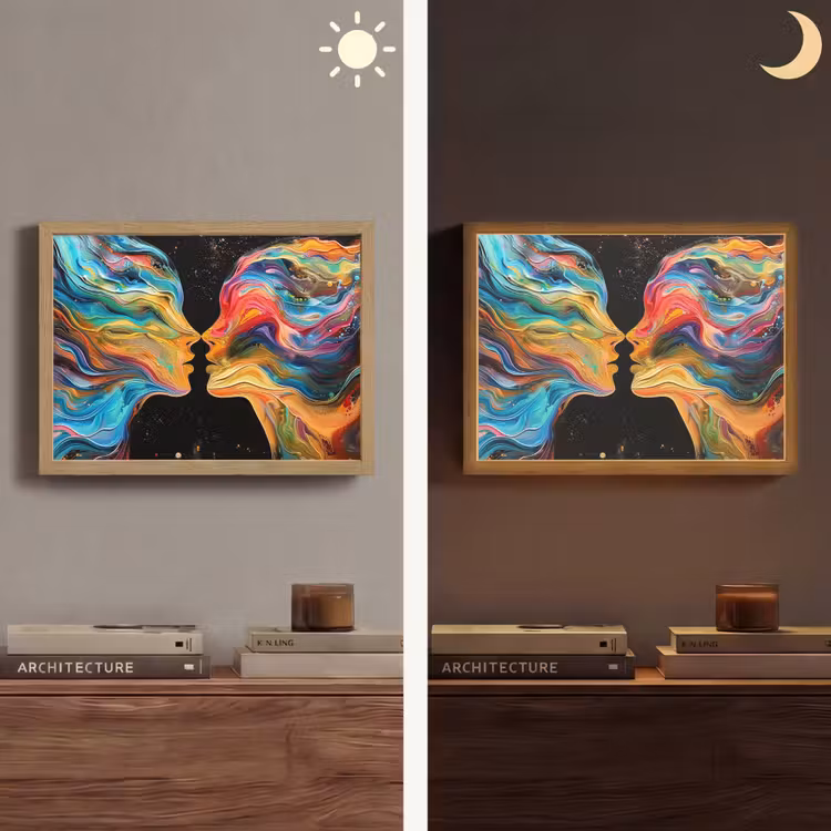 Kunst - Kleurrijk - Vrouw - Art - Abstract - Gezichten Light Box met batterij (Wandlamp) middel -sfeer3