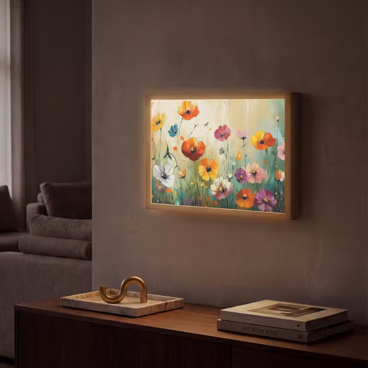 Kunst - Bloemen - Lente - Natuur Light Box met batterij (Wandlamp) middel -sfeer1