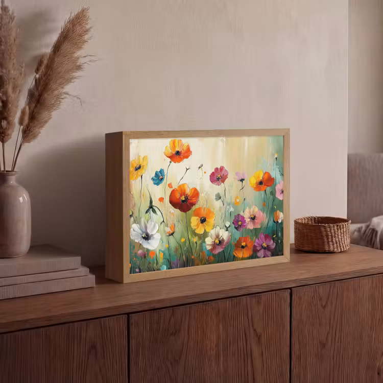 Kunst - Bloemen - Lente - Natuur Light Box met batterij (Wandlamp) middel -sfeer2