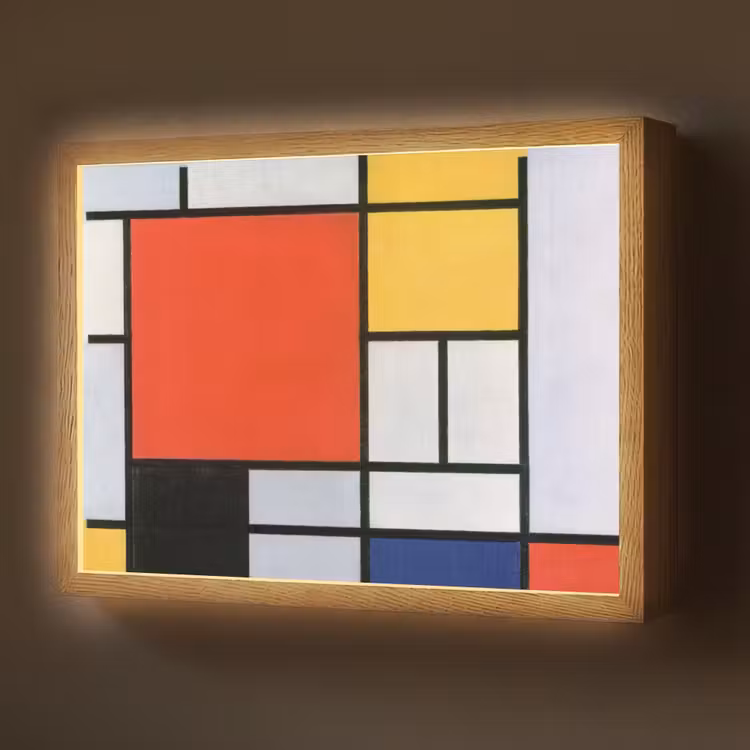 Kunst - Mondriaan - Oude meesters - Compositie 2 Light Box met batterij (Wandlamp) middel -z3d_website
