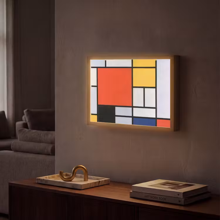 Kunst - Mondriaan - Oude meesters - Compositie 2 Light Box met batterij (Wandlamp) middel -sfeer1