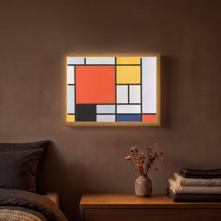 Kunst - Mondriaan - Oude meesters - Compositie 2 Light Box met batterij (Wandlamp) middel -sfeer4
