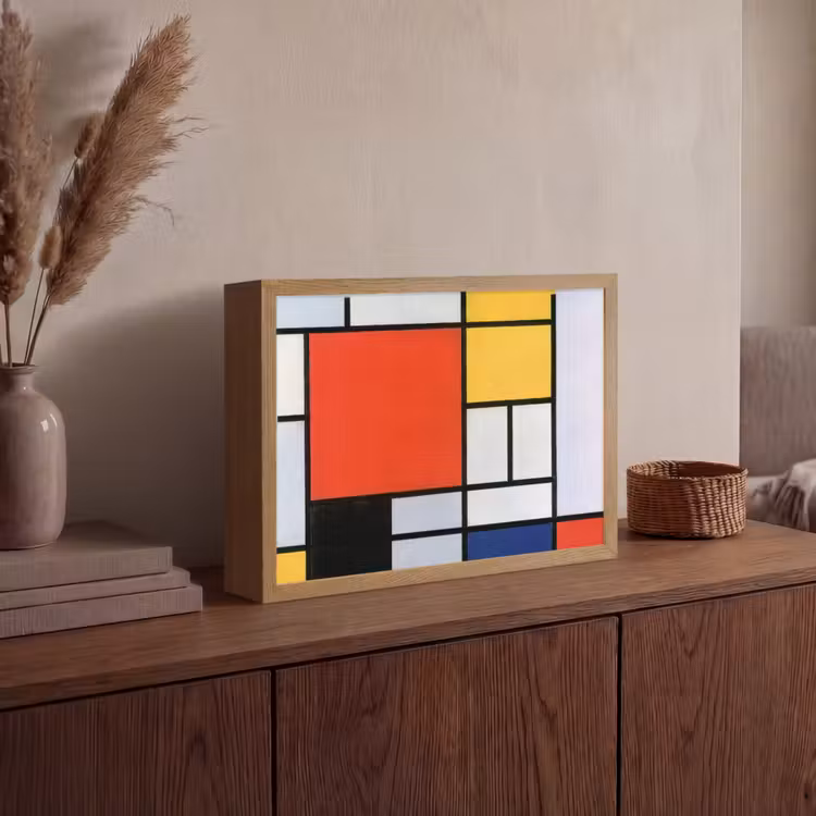 Kunst - Mondriaan - Oude meesters - Compositie 2 Light Box met batterij (Wandlamp) middel -sfeer2