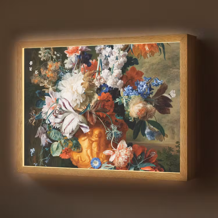 Kunst - Oude meesters - Boeket bloemen in een urn Light Box met batterij (Wandlamp) middel -z3d_website