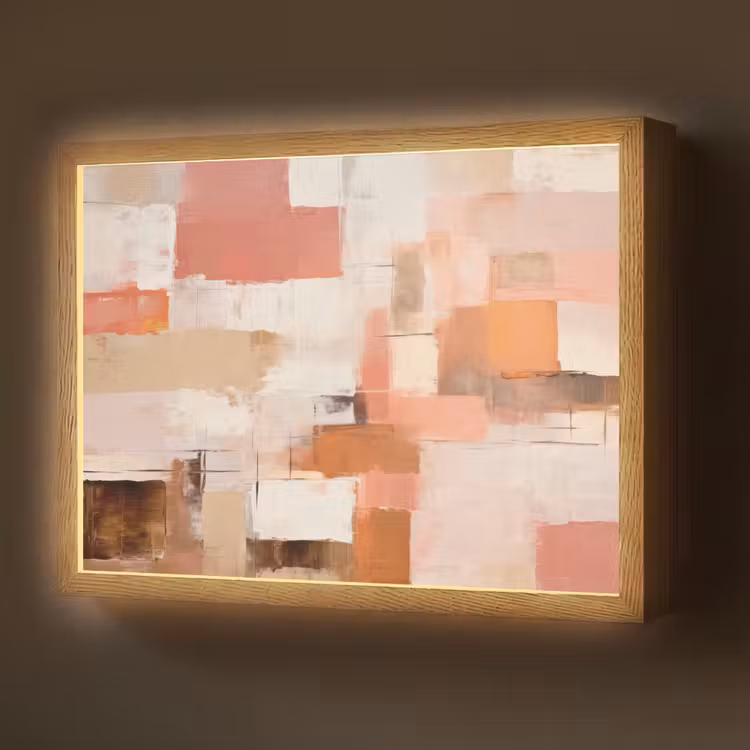 Kunst - Roze - Abstract Light Box met batterij (Wandlamp) middel -z3d_website