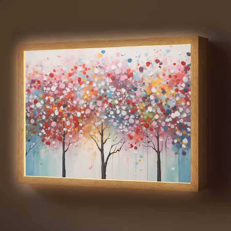 Kunst - Bomen - Natuur - Acryl Light Box met batterij (Wandlamp) middel -z3d_website