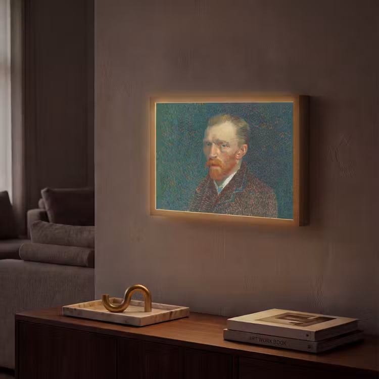 Kunst - Van Gogh - Oude meesters - Zelfportret Light Box met batterij (Wandlamp) middel -sfeer1