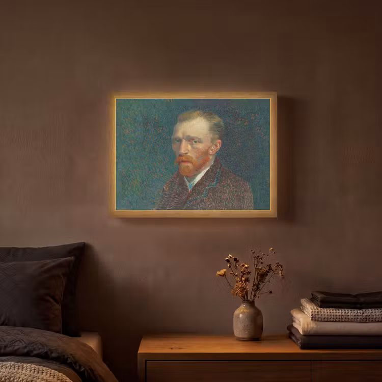 Kunst - Van Gogh - Oude meesters - Zelfportret Light Box met batterij (Wandlamp) middel -sfeer4
