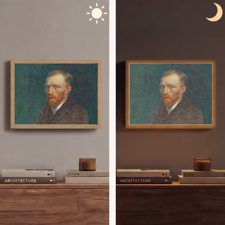 Kunst - Van Gogh - Oude meesters - Zelfportret Light Box met batterij (Wandlamp) middel -sfeer3