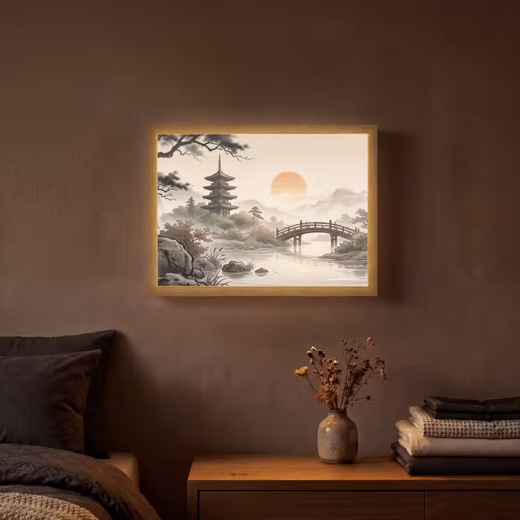 Azië - Landschap - Kleurrijk Light Box met batterij (Wandlamp) middel -sfeer4