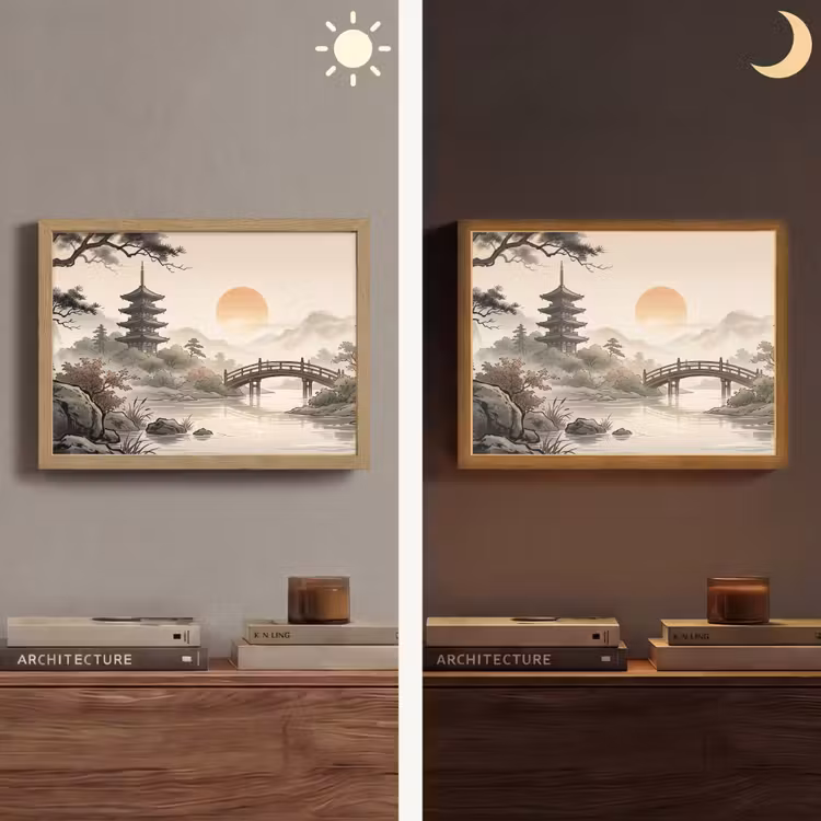 Azië - Landschap - Kleurrijk Light Box met batterij (Wandlamp) middel -sfeer3