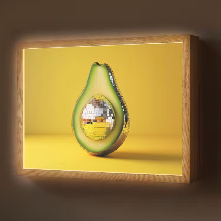 Avocado - Discobal - Geel - Glitter Light Box met batterij (Wandlamp) middel -z3d_website
