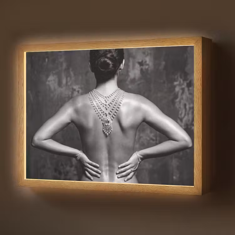 Rug - Ketting - Portret - Zwart - Wit - Glamour Light Box met batterij (Wandlamp) middel -z3d_website