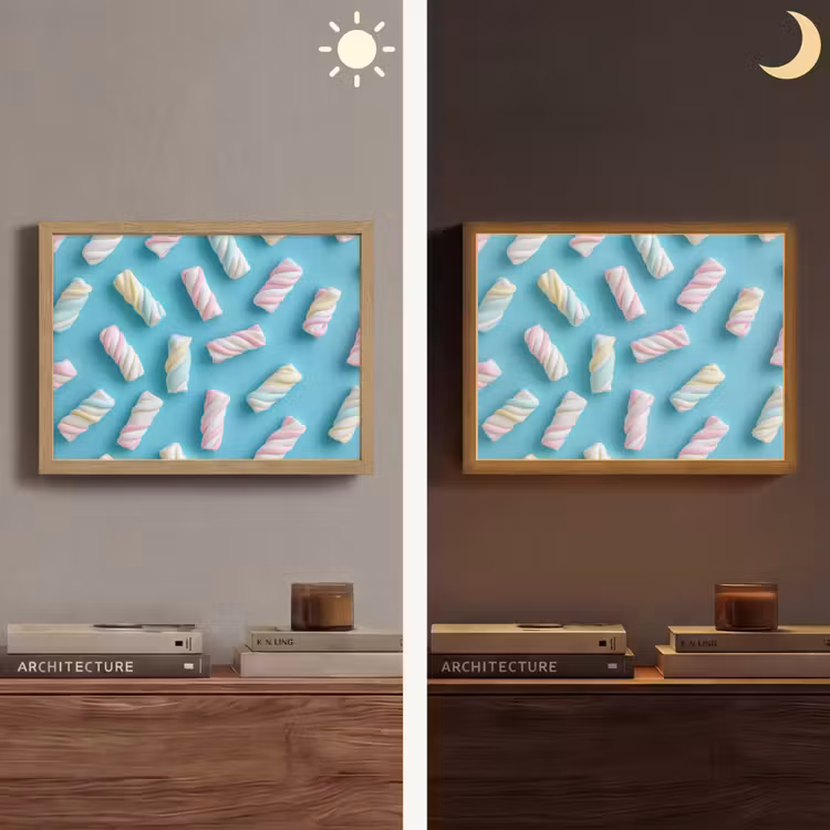Spekjes - Pastel - Snoep - Blauw Light Box met batterij (Wandlamp) middel -sfeer3