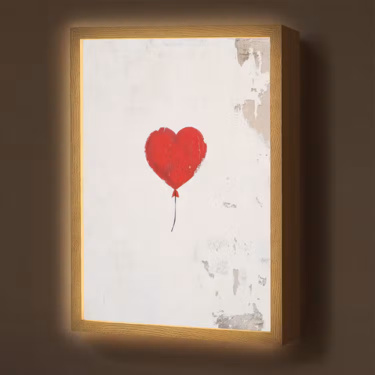 Ballon - Rood - Hart Light Box met batterij (Wandlamp) middel -z3d_website
