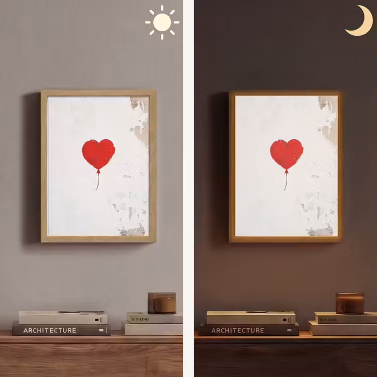 Ballon - Rood - Hart Light Box met batterij (Wandlamp) middel -sfeer3