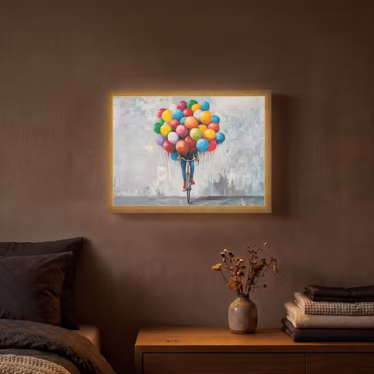 Balonnen - Street art - Vintage Light Box met batterij (Wandlamp) middel -sfeer4