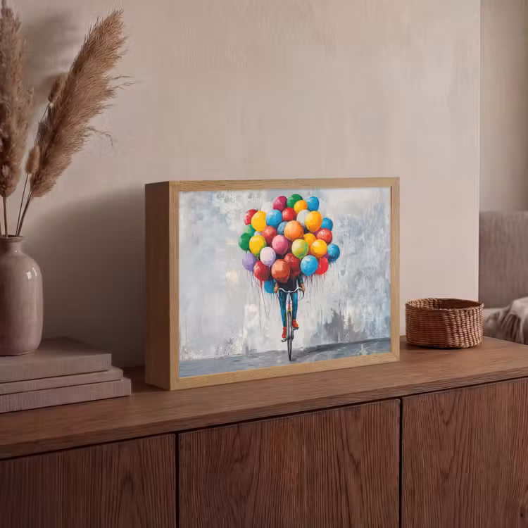 Balonnen - Street art - Vintage Light Box met batterij (Wandlamp) middel -sfeer2