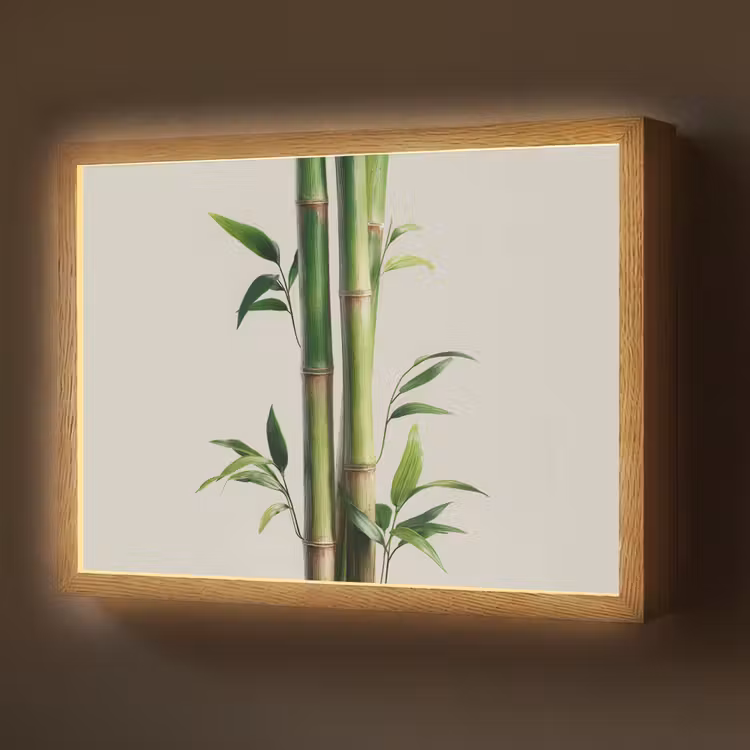 Bamboestengels - Sierlijk - Groen Light Box met batterij (Wandlamp) middel -z3d_website