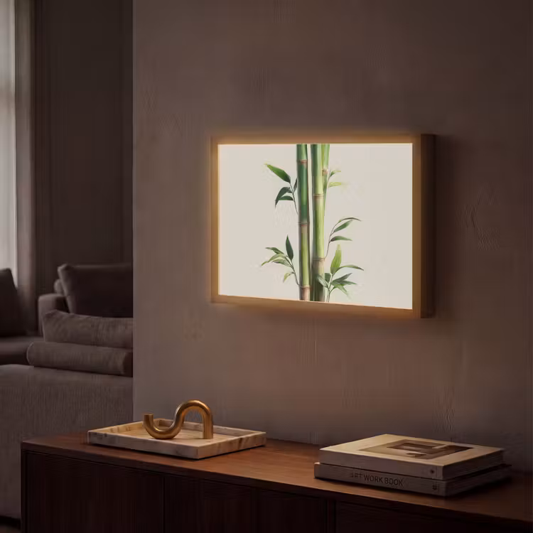 Bamboestengels - Sierlijk - Groen Light Box met batterij (Wandlamp) middel -sfeer1