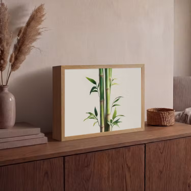Bamboestengels - Sierlijk - Groen Light Box met batterij (Wandlamp) middel -sfeer2