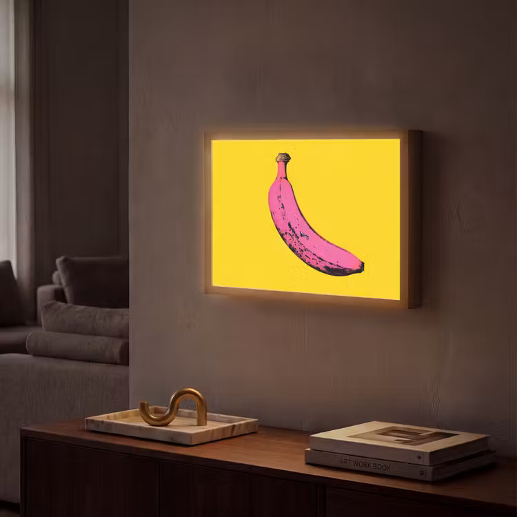 Banaan - Grafisch - Geel Light Box met batterij (Wandlamp) middel -sfeer1