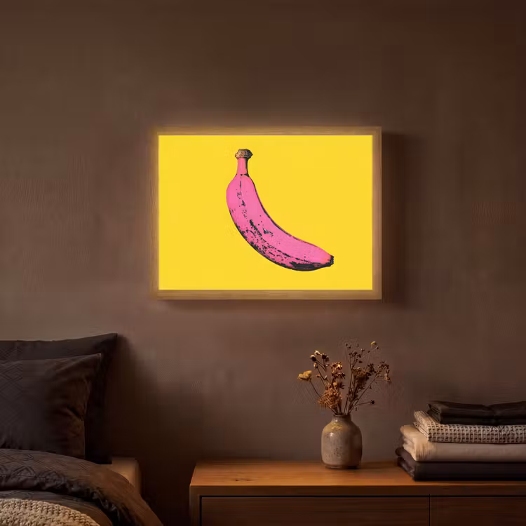 Banaan - Grafisch - Geel Light Box met batterij (Wandlamp) middel -sfeer4