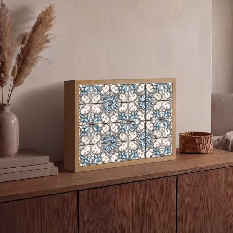 Barok - Tegel - Kleurrijk Light Box met batterij (Wandlamp) middel 907 -sfeer2