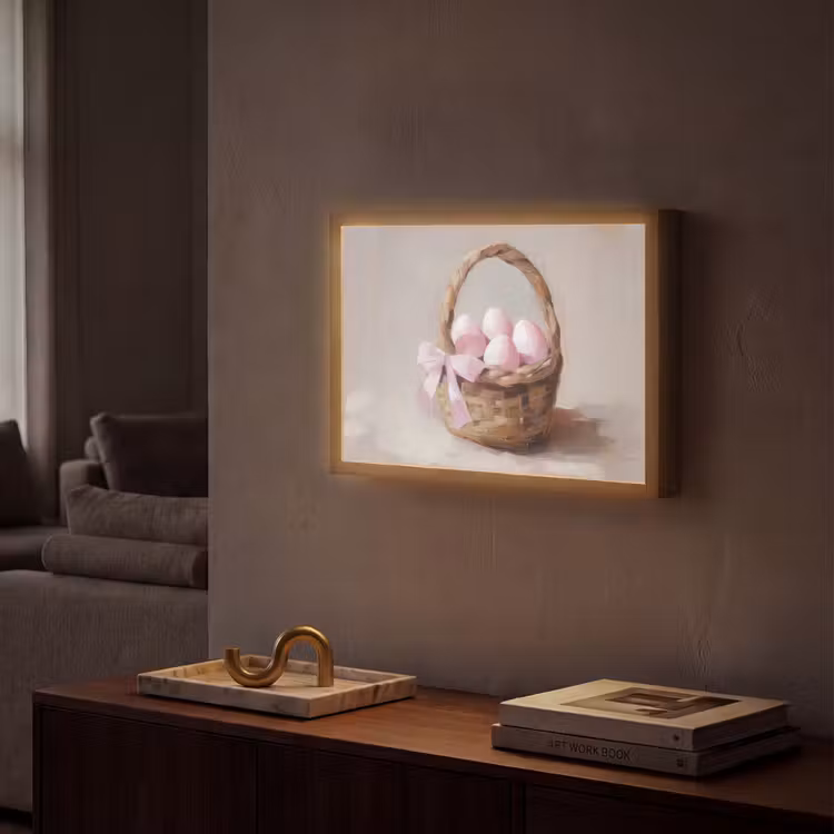 Mand - Eieren - Roze Light Box met batterij (Wandlamp) middel -sfeer1