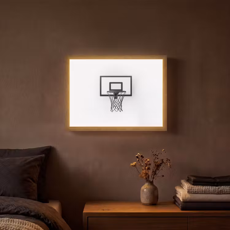 Basketbalbord - Minimalistisch - Zwart Light Box met batterij (Wandlamp) middel -sfeer4