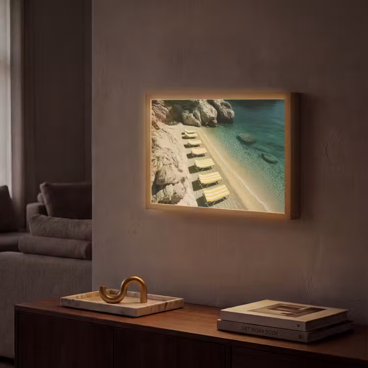 Strandbedden - Zee - Stenen - Baai Light Box met batterij (Wandlamp) middel -sfeer1
