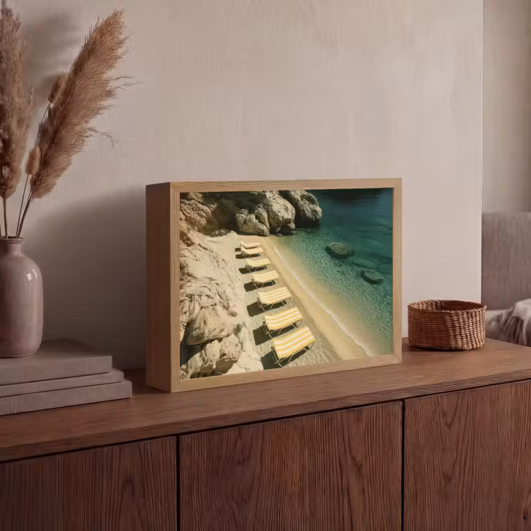 Strandbedden - Zee - Stenen - Baai Light Box met batterij (Wandlamp) middel -sfeer2