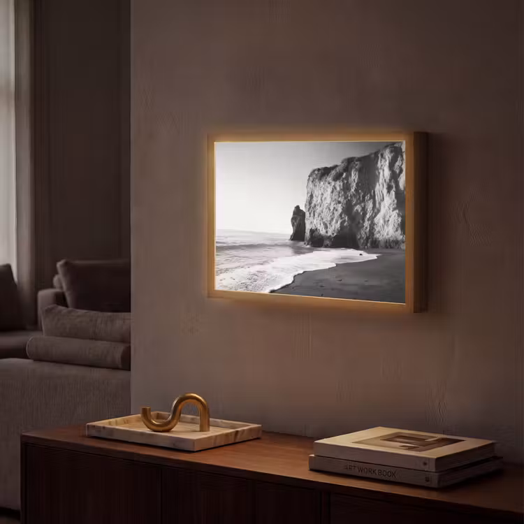 Strand - Klif - Golven - Voetstappen Light Box met batterij (Wandlamp) middel -sfeer1