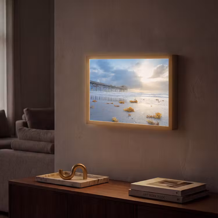 Strand - Pier - Zeewier - Zee - Zomer Light Box met batterij (Wandlamp) middel -sfeer1
