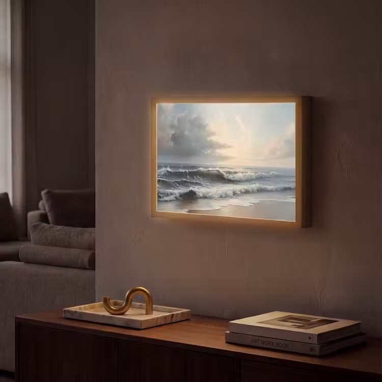 Strand - Zee - Zonsondergang Light Box met batterij (Wandlamp) middel -sfeer1