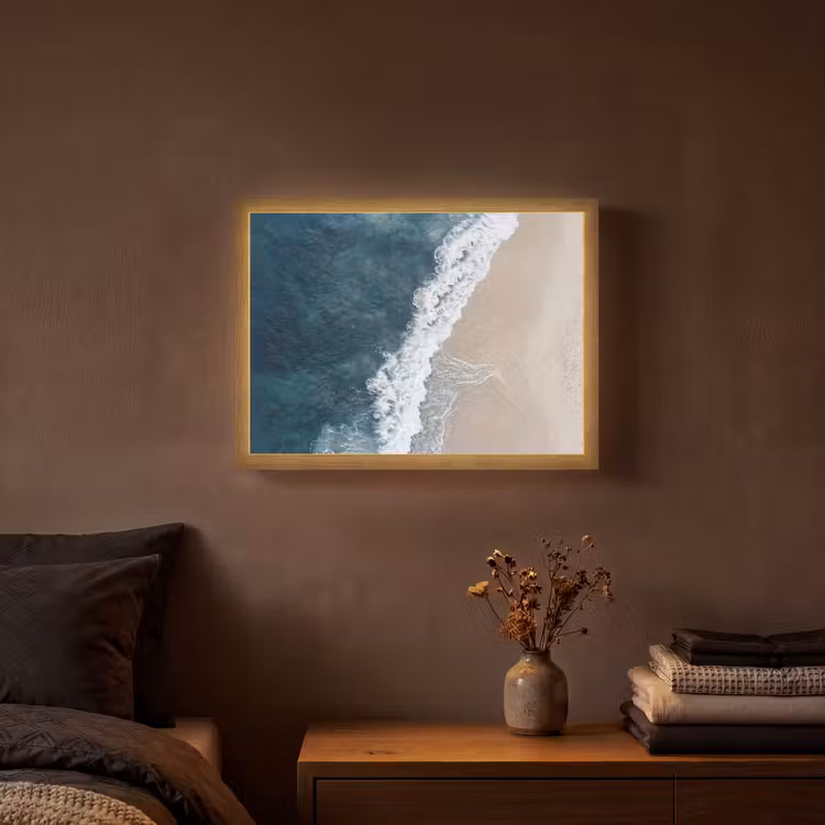 Strand - Zee - Golven Light Box met batterij (Wandlamp) middel -sfeer4