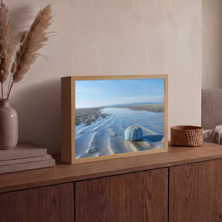 Strand - Schild - Water - Blauw Light Box met batterij (Wandlamp) middel -sfeer2