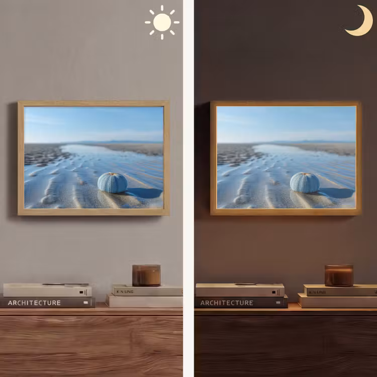 Strand - Schild - Water - Blauw Light Box met batterij (Wandlamp) middel -sfeer3