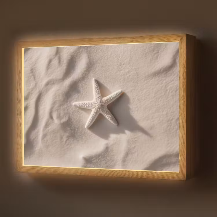 Strand - Zeester - Zand - Beige Light Box met batterij (Wandlamp) middel -z3d_website