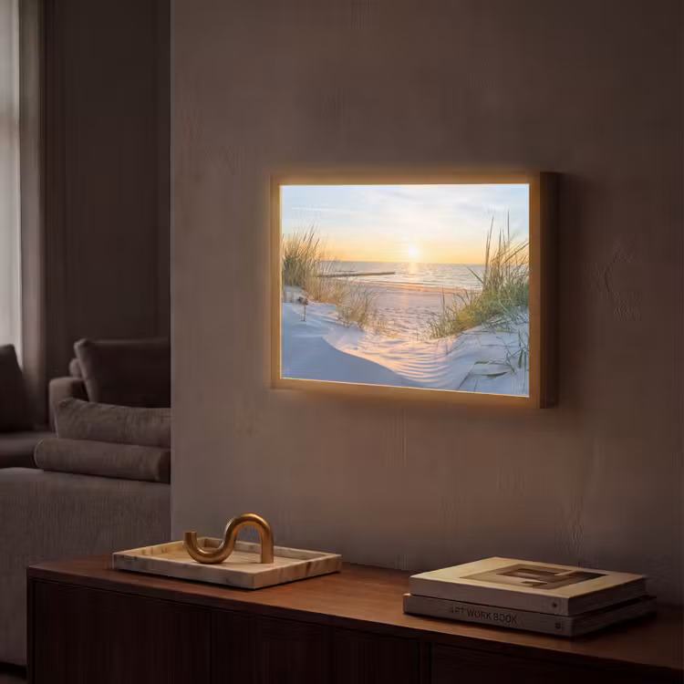 Strand - Zon - Duin - Gras - Zand - Horizon Light Box met batterij (Wandlamp) middel -sfeer1