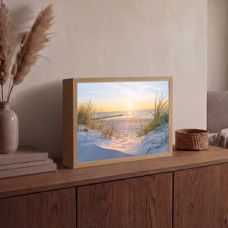 Strand - Zon - Duin - Gras - Zand - Horizon Light Box met batterij (Wandlamp) middel -sfeer2