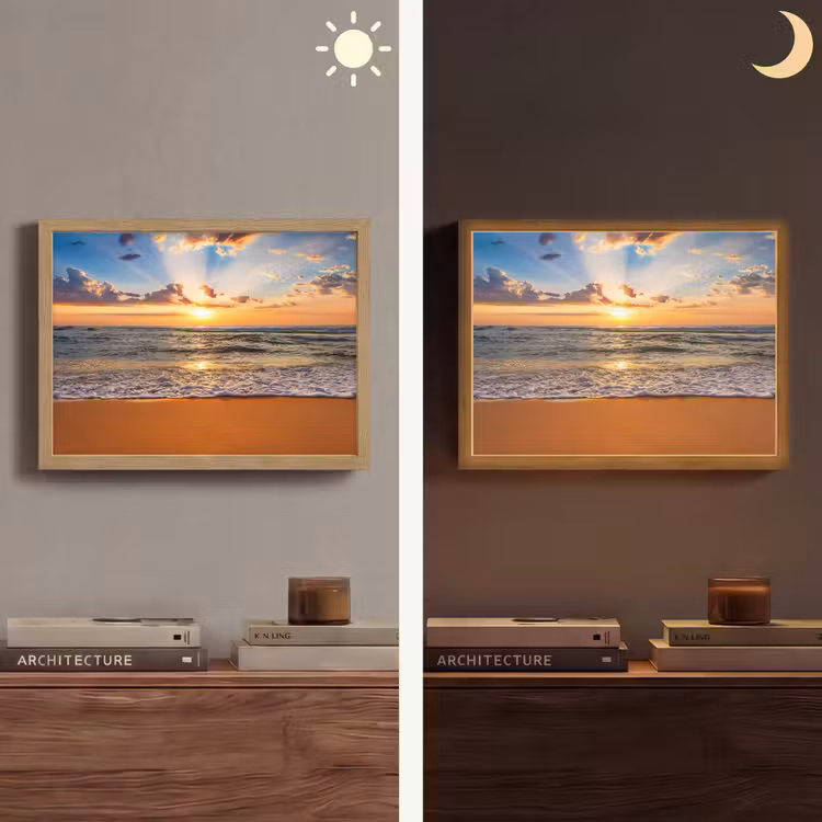Strand - Zonsondergang - Zee - Wolken - Horizon Light Box met batterij (Wandlamp) middel -sfeer3