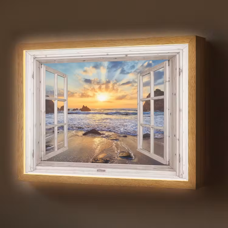 Strand - Doorkijk - Zonsondergang - Landschap - Zee - Natuur Light Box met batterij (Wandlamp) middel -z3d_website