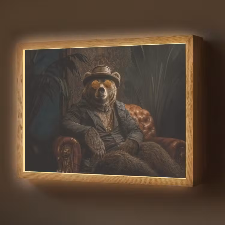 Beer - Bruin - Pak - Hoed Light Box met batterij (Wandlamp) middel -z3d_website