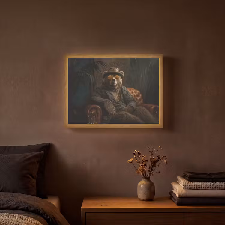 Beer - Bruin - Pak - Hoed Light Box met batterij (Wandlamp) middel -sfeer4