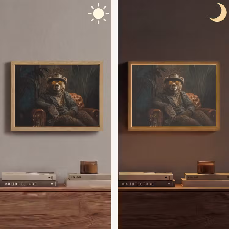 Beer - Bruin - Pak - Hoed Light Box met batterij (Wandlamp) middel -sfeer3
